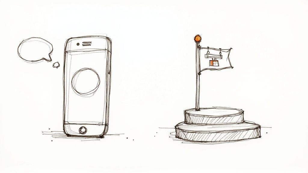 A team of social media marketers strategizing a campaign on a large screen displaying charts and graphs