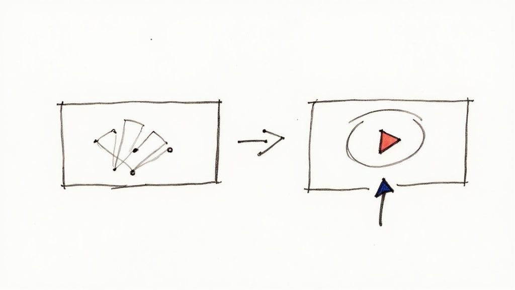 A video editor's timeline showing a rough cut of a video with clips assembled in a sequence.