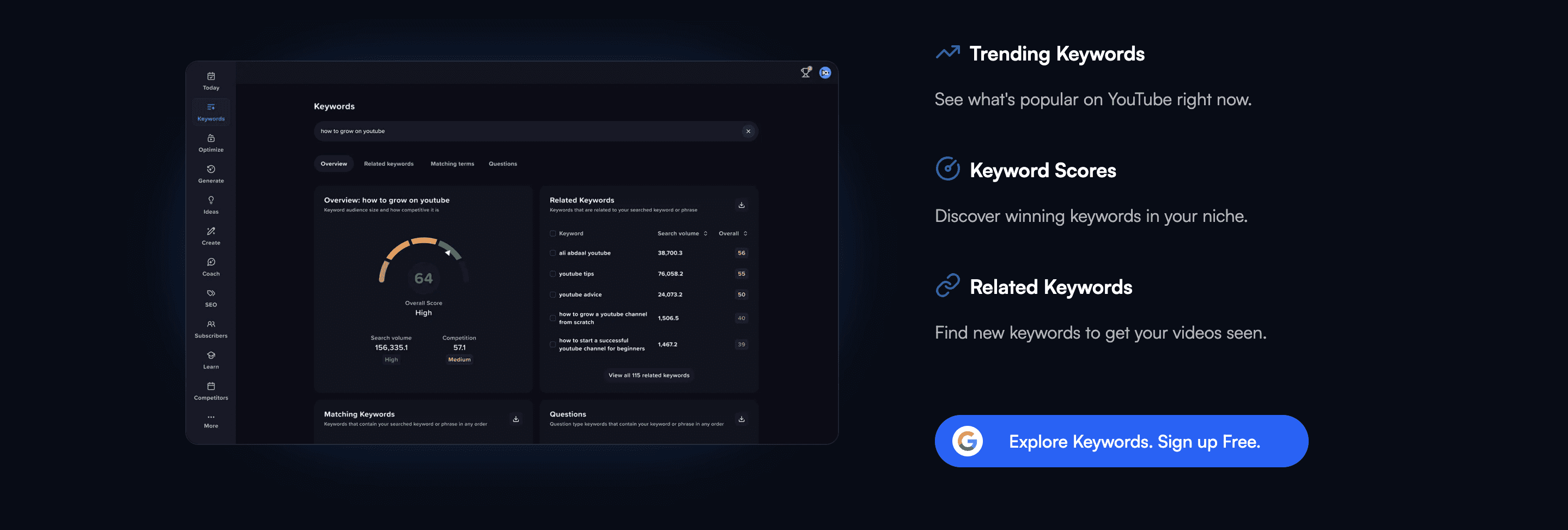 Key features - VidIQ Alternatives