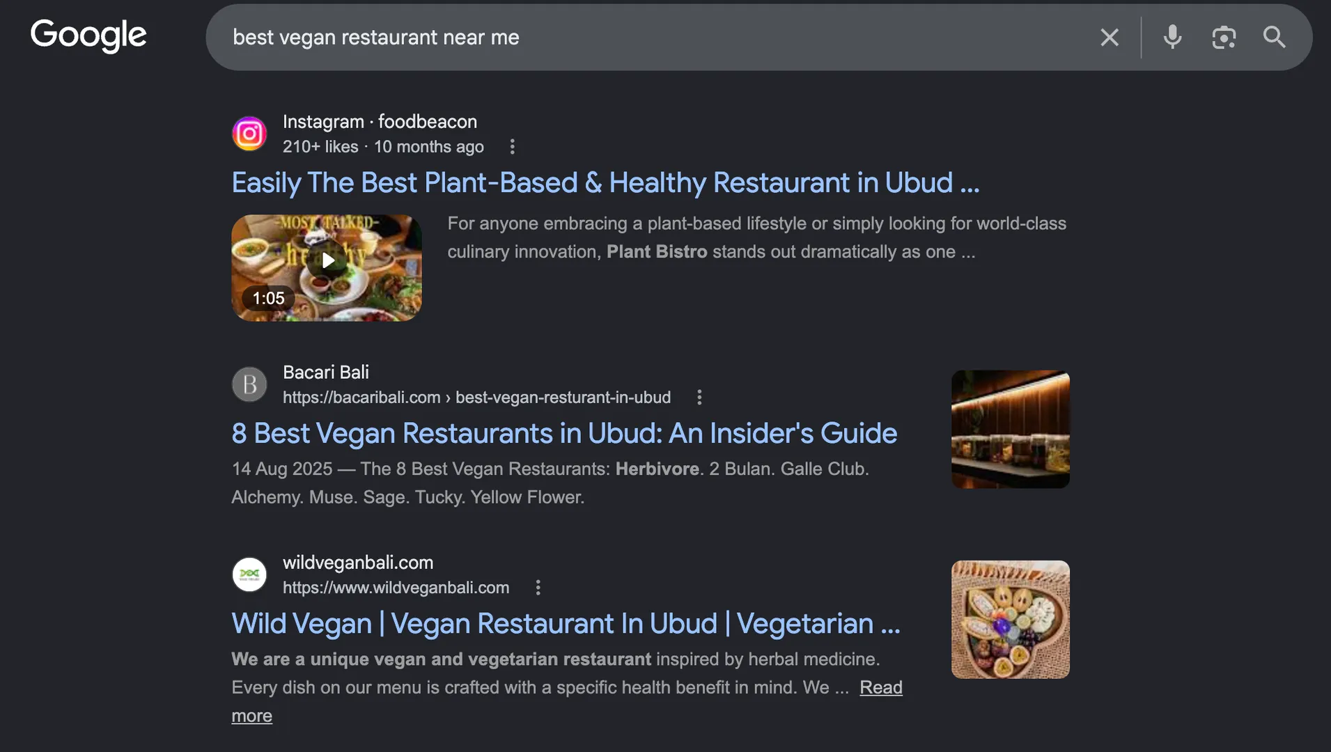 instagram results on google search